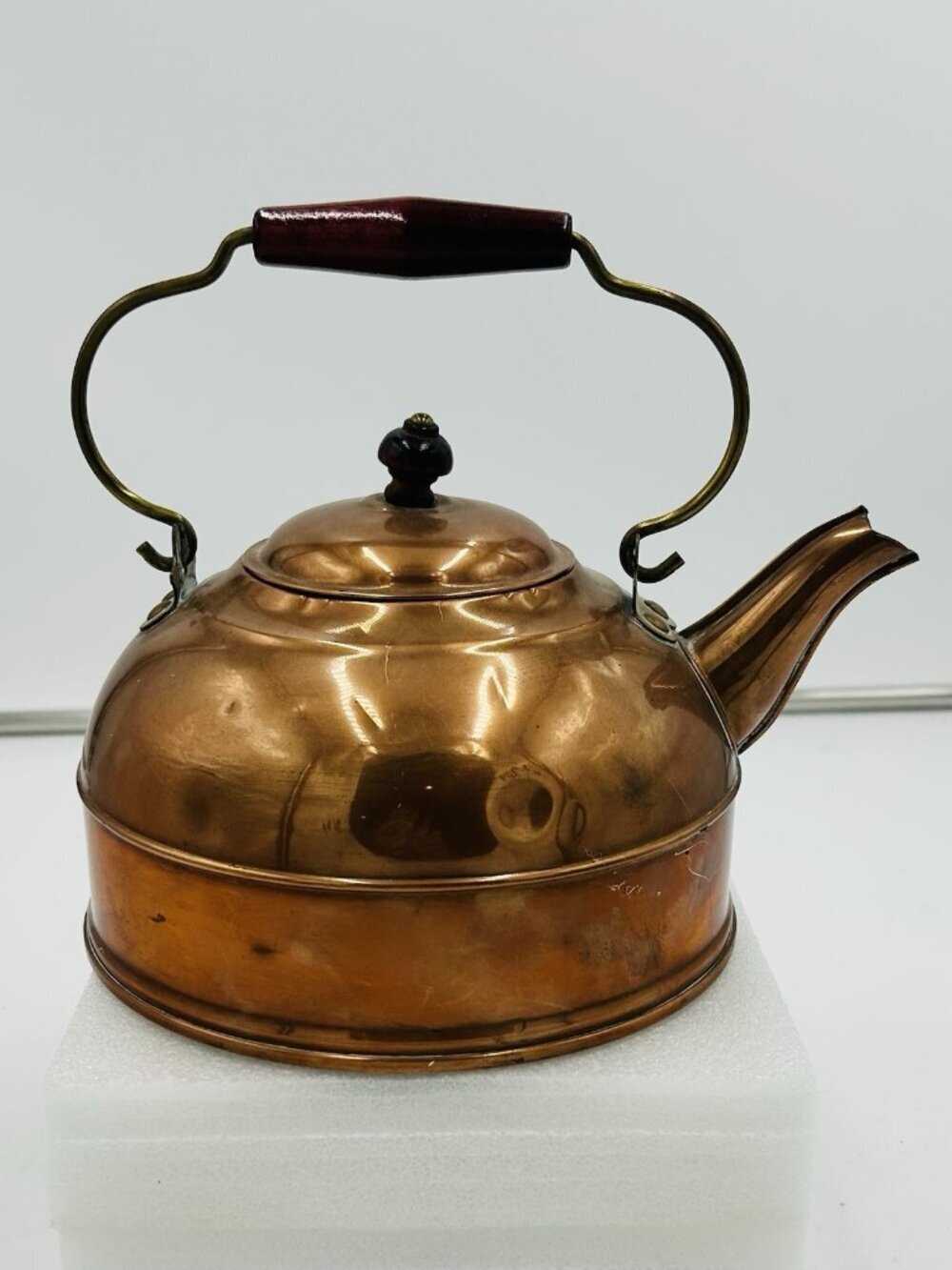 Vintage Revere Ware 1801 Solid Copper Teapot 1981 Wood Handle Rome NY USA